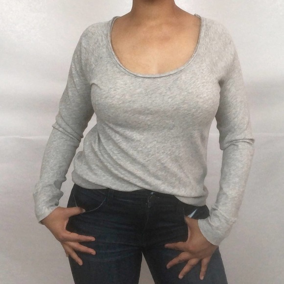 NWT Chaser Long sleeve Knot open back top raglan top heather gray - Picture 2 of 4
